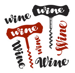 Wine corkscrew symbol. Winery icons. Vector illustration