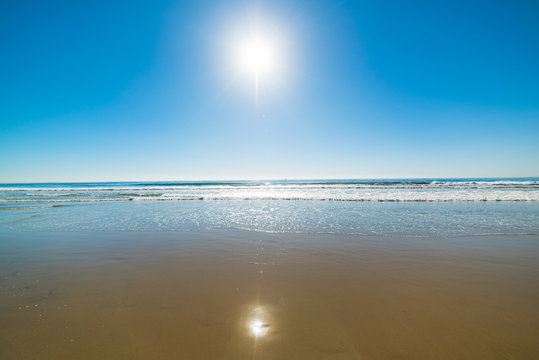 Sun shining over Santa Monica beach