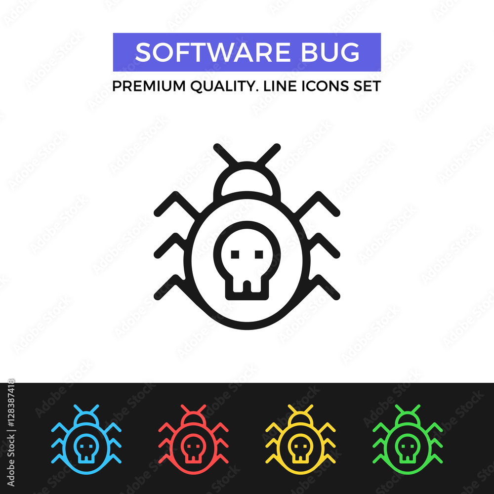 Poster vector software bug icon. thin line icon