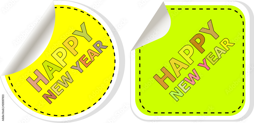 Aufkleber happy new year card design. creative concept background for web and mobile applications, template de