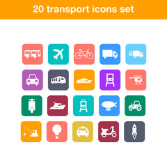 Flat transport icons set