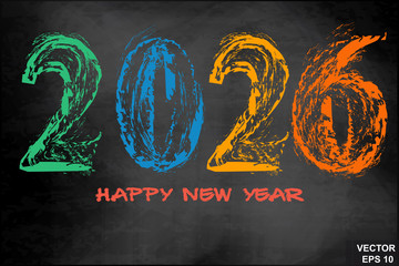 New Year. 2026 Chalk board. Color. The calendar. Date. For your design.