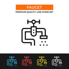 Vector faucet icon. Thin line icon
