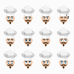 Set of cute cook emoticons.