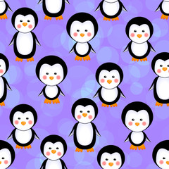 penguins seamless pattern winter