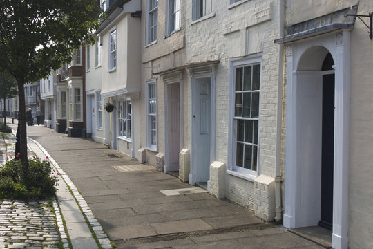 historic picturesque terrace street of English Houses in Faversham Kent