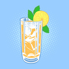 Drink with lime, mint and ice. .