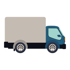 colorful silhouette truck with wagon vector illustration