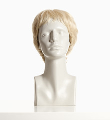 Mannequin Female Head with Wig on White