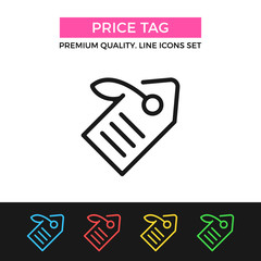 Vector price tag icon. Thin line icon