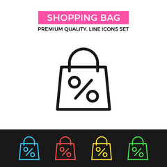 Vector shopping bag icon. Thin line icon