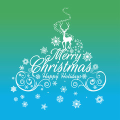 Merry Christmas Greeting Card with Typography. lettering, vector illustration. postcard with calligraphic text.