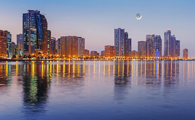 Fototapeta premium Night view of Sharjah UAE