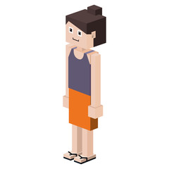 blocks girl with t-shirt unsleeves and skirt vector illustration