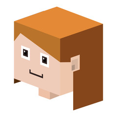 head Bricks girl with light brown hair vector illustration