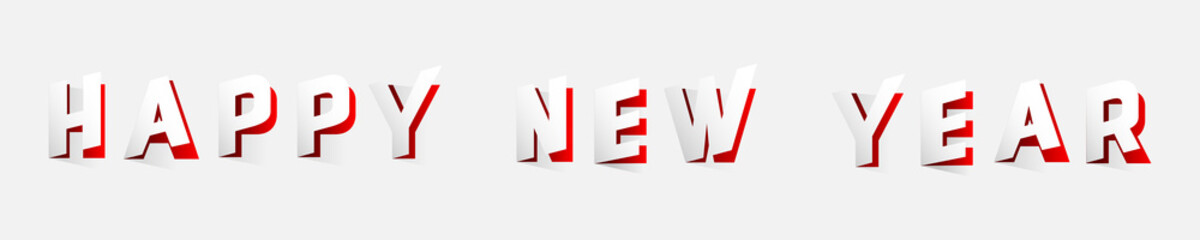 New Year and Christmas concept with letters cut out from paper red style. Vector illustration