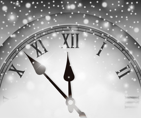 Fototapeta na wymiar New Year and Christmas concept with vintage clock black and white style. Vector illustration