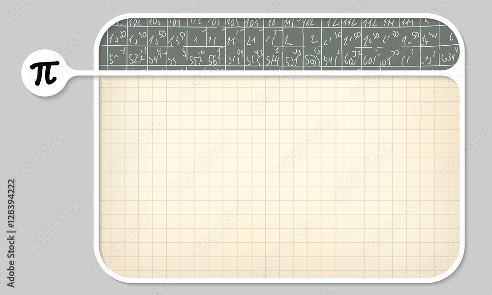 Poster gray text box for your text with pi symbol and hand written numb