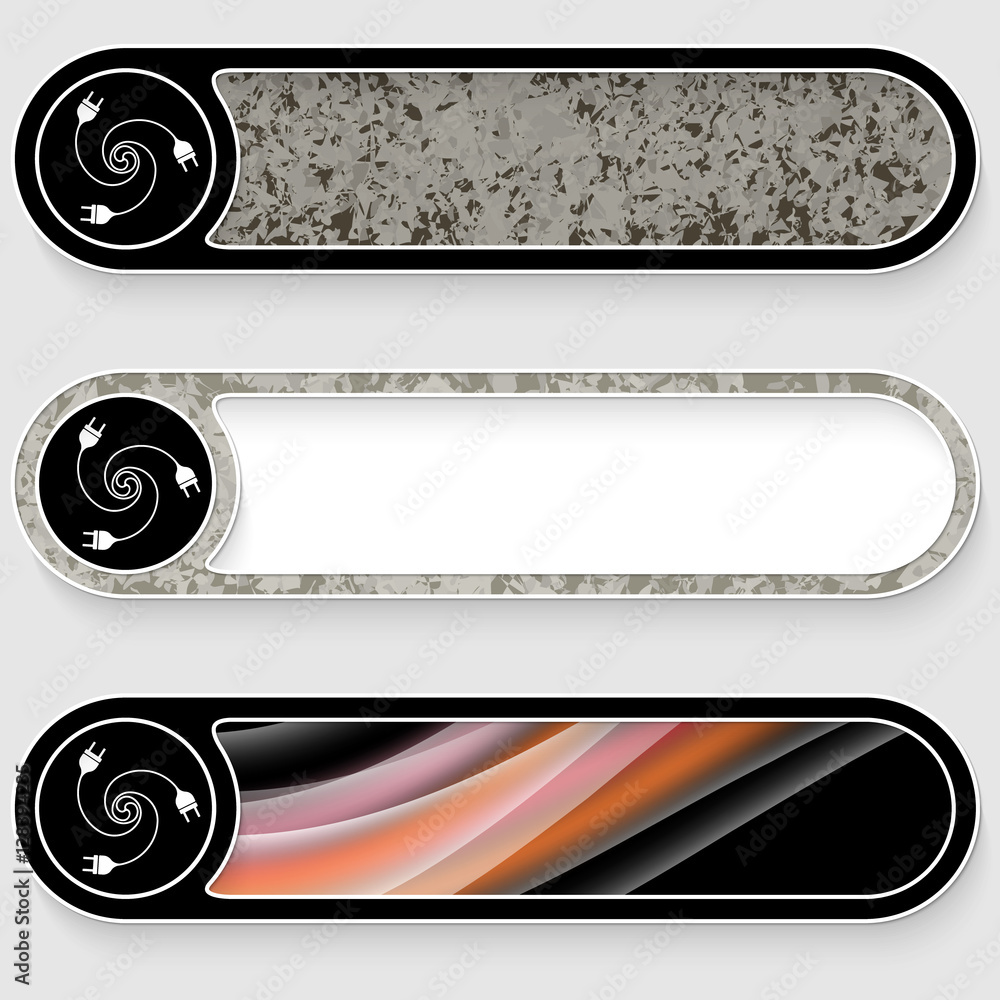 Poster set of three vector abstract buttons and energy symbol