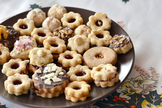 Lovely close up image of Christmas cookies on a plate 