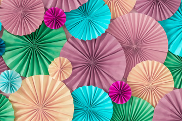 Colorful pastel romantic background wall with multicolored paper
