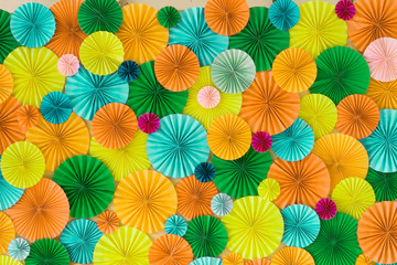 Bright colourful celebration background wall with multicolored p
