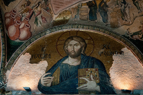 Fresco  and mosaic ceiling, Kariye Museum, Istanbul, Turkey
