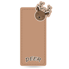 Beige card with deer head smiling on white background
