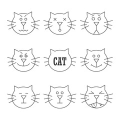 Cartoon set Cat icons character feeling. Vector EPS 10