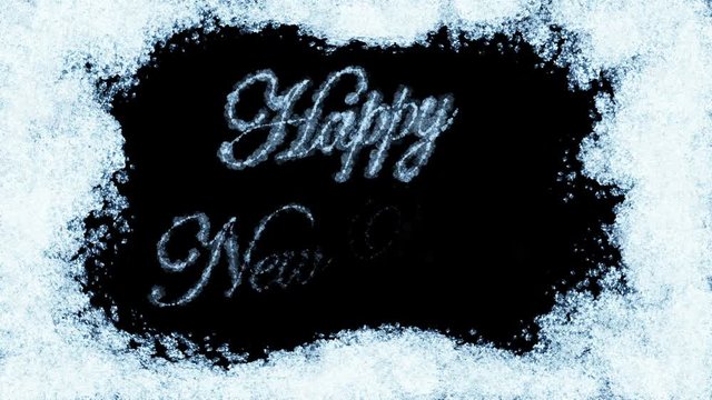 Beautiful Animation of Freezing Window and Text Appearing. Happy New Year Theme. HD 1080. 