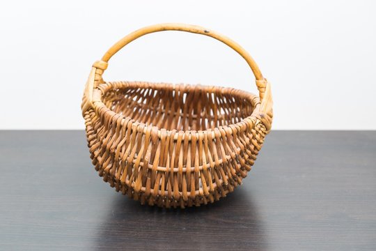 Close Up Of Old Empty Willow Basket