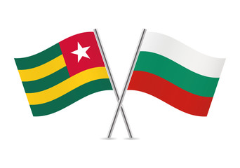 Togo and Bulgaria flags. Vector illustration.