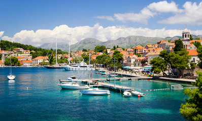 beautiful town Cavtat in southern Dalmatia, Croatia - obrazy, fototapety, plakaty