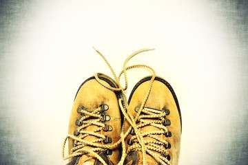White background with yellow shoes
