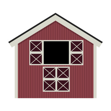 silhouette colorful with barn of two floors vector illustration