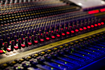 Fototapeta premium Music Console, close up shot at Live music concert