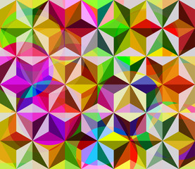 Multicolored mosaic with geometric flowers. Seamless background. Print for umbrella.