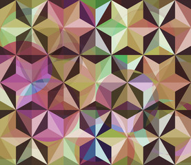 Multicolored mosaic with geometric flowers. Seamless background. Print for umbrella.