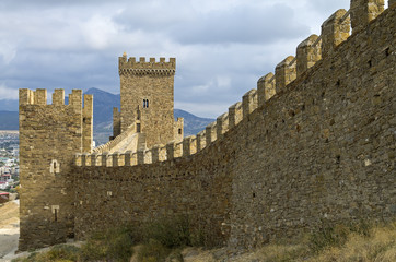 Fototapeta na wymiar Consular castle in the Genoese fortress in Sudak, Crimea.