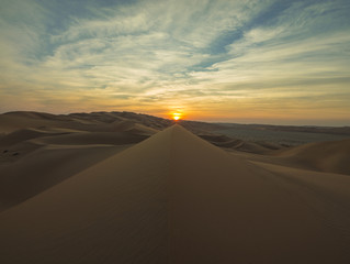 Empty Quarter Sunset over a Dune Ridge