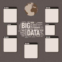 Big Data word cloud collage, technology concept, digital layer effect 