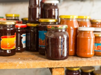 Preserves in jars in home basement