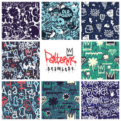 Graffiti seamless patterns set