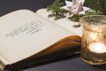 Stillleben Weihnachten - Gedicht Kerze