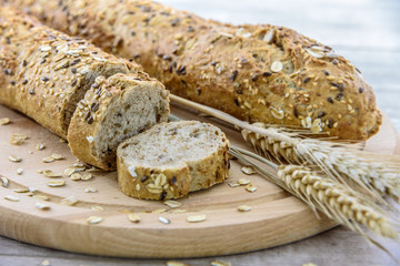 Healthy baguette wheat and rye