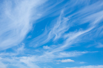 amazing blue sky with stains of clouds