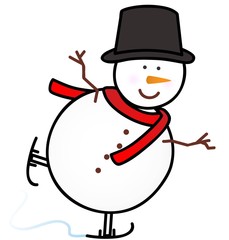 Schneemann mit Schlittschuhen