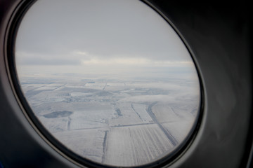 Fototapeta premium Window of an airplane from inside