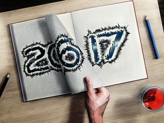 woman turn page on 2017