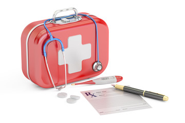 First Medical Aid and Treatment concept, 3D rendering